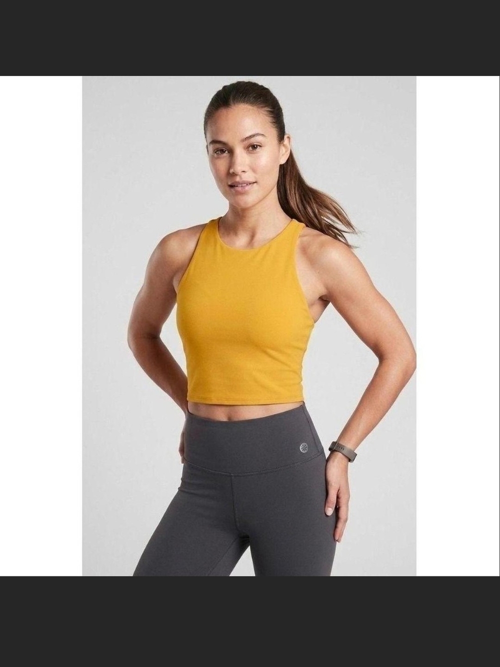 Athleta Concious Yellow High-Neck Crop Tank Top Sz Large